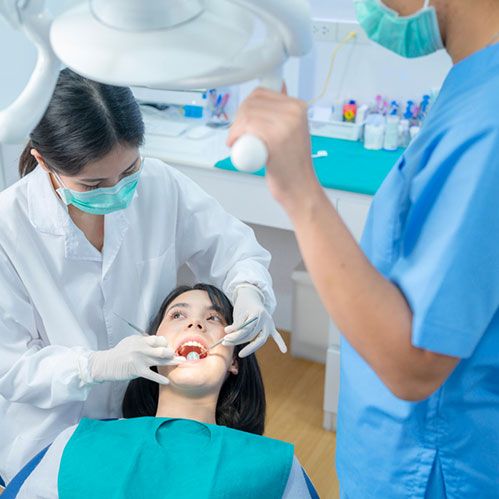 Dentists checking women