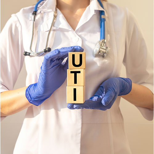 Doctor with UTI board